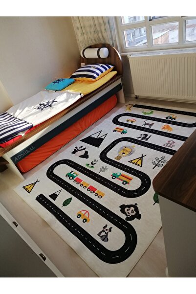 HTC Dijital Baskı Yıkanabilir Kaymaz Deri Taban Leke Tutmaz Çocuk Odası Halısı