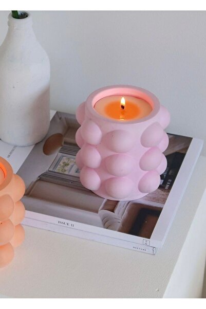 LALEZEN HOME Bubble Pembe Kutulu Çilek Kokulu Mum