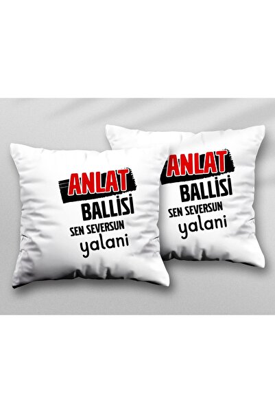 ART HEDİYE You Love Yalan - Two Pcs, Two Sides Printed, Washable Pillow Throw...