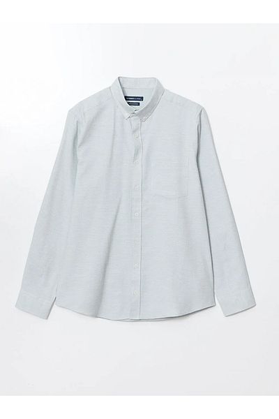 LC Waikiki Ανδρικό πουκάμισο LCWAIKIKI Classic Turquoise Regular Fit μακρυμάνικο Dobby