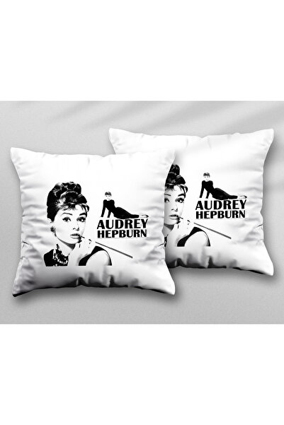ART HEDİYE Audrey Hepburn Makeup Two Pcs Two Side Printed Washable Cushion Th...