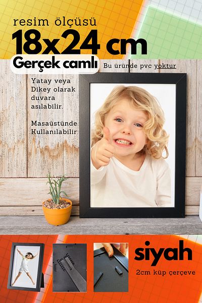 CreaWitch 20mm Cube Frame 18X24Cm Photo Picture Frame Standing Backrest or Wall Hanging