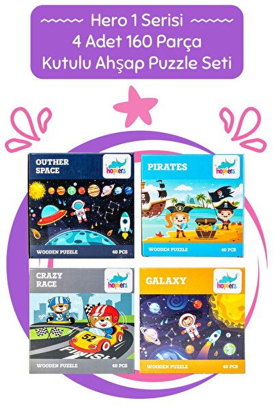 Hopiers Montessori Hero 1 Ahşap 160 Parça Kutulu Puzzle Seti / Eğitici, Öğret...