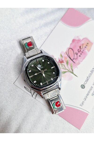 RoseCo00 Kişiselleştirilebiilir İtalyan Charm Saat Kasa Ve 2 Charm