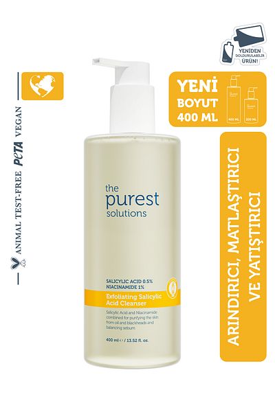 The Purest Solutions جل منظف منقي بحمض الساليسيليك للبشرة الدهنية المضادة للرؤوس السوداء 400 مل
