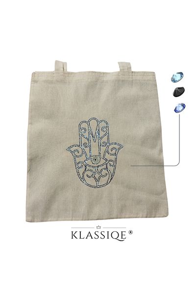 Klassiqe Crystal Stone Cloth Bag - 35X40 cm Fatima's Hand Pattern