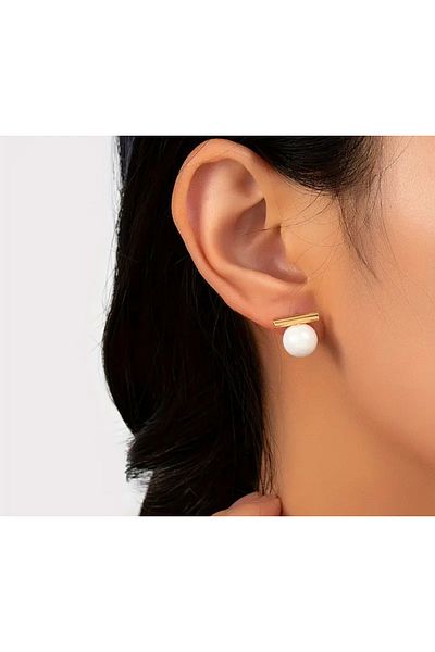 KÜP AKSESUAR Decorated Steel Earrings with Pearl Accents
