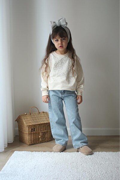 öykümgaleria Girls' Seasonal Spanish Leg Jeans Bottom Top Set
