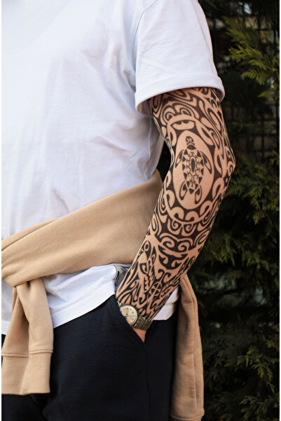 SWANKYSOCKS Giyilebilir Turtle Kol Dövmesi 3D Baskılı Tattoo