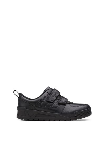 CLARKS PalmerSteggy K Black Leather SHOES JUNIOR BOYS