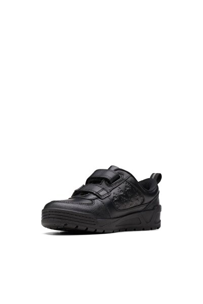 CLARKS PalmerSteggy K Black Leather SHOES JUNIOR BOYS