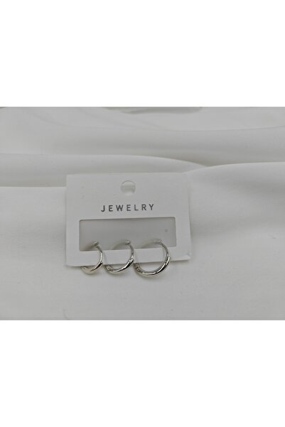 Srctech حلق فضي من الفولاذ مكون من 3 قطع