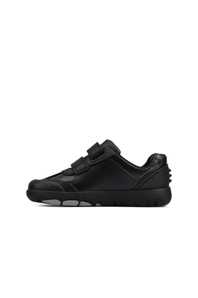 CLARKS Rex Stride T Black Leather SHOES JUNIOR BOYS