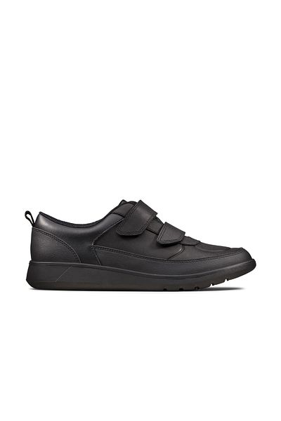 CLARKS Scape Flare Y Black Leather SHOES TEEN BOYS