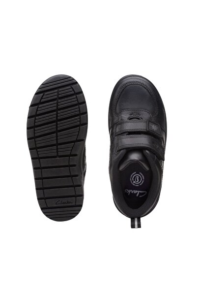 CLARKS PalmerSteggy K Black Leather SHOES JUNIOR BOYS