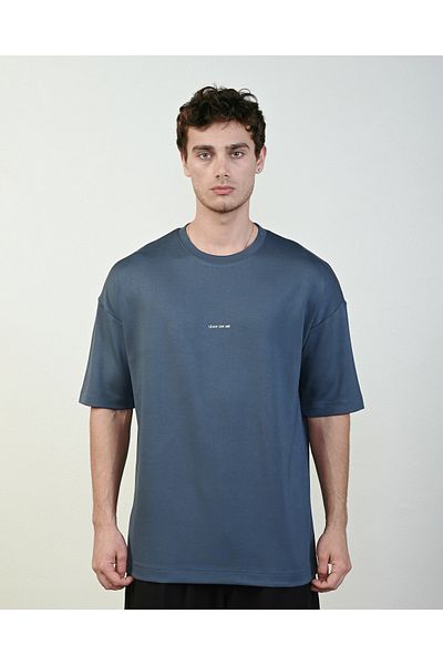 İLKCET MODA Ανδρικό μπλουζάκι Oversize με στάμπα μπροστά