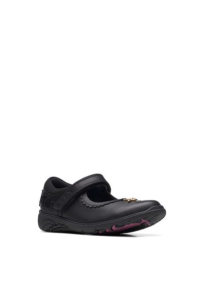 CLARKS Relda Sea K. Black Leather SHOES TEEN GIRLS