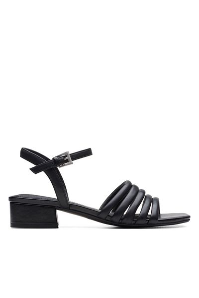 CLARKS Seren25 Part Black Leather FORMAL WOMEN SANDALS