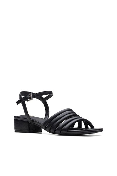 CLARKS Seren25 Part Black Leather FORMAL WOMEN SANDALS
