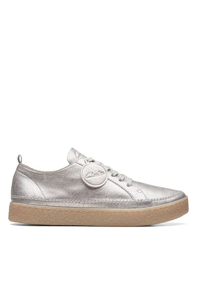 CLARKS Barleigh Lace Silver Metallic CASUAL WOMEN SHOES