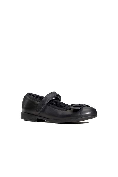CLARKS Scala Tap K Black Leather SHOES JUNIOR GIRLS