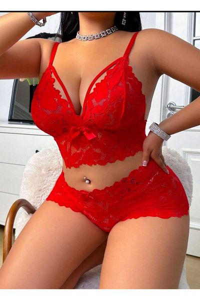 CindiyCurve Lace Fantasy Bra Set