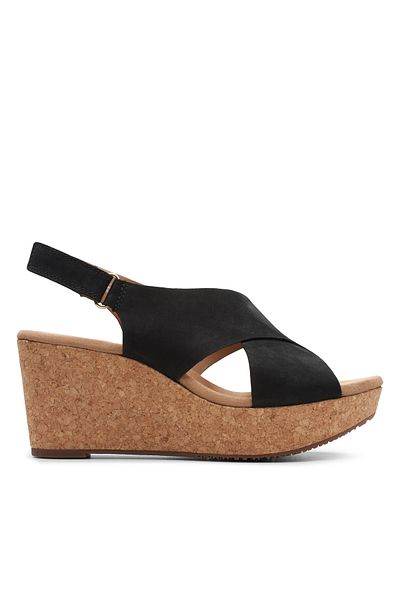 CLARKS Annadel Eirwyn Black Nubuck CASUAL WOMEN SANDALS