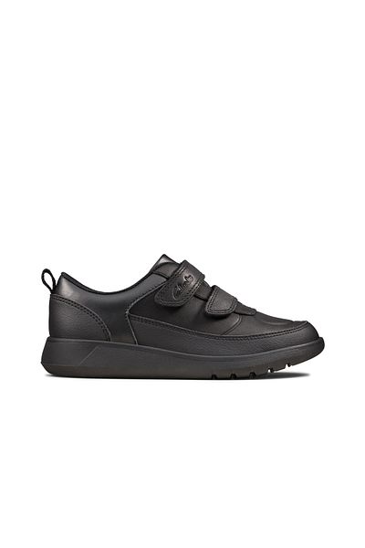 CLARKS Scape Flare K Black Leather SHOES JUNIOR BOYS