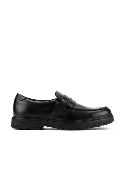 CLARKS Loxham Craft Y Black Leather SHOES TEEN BOYS