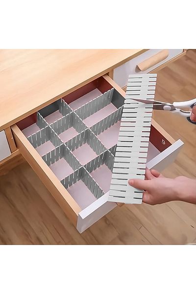 Beta DIY Multi-Purpose Organizer - Cuttable Adjustable Drawer and Cabinet Organizer (Set of 8)