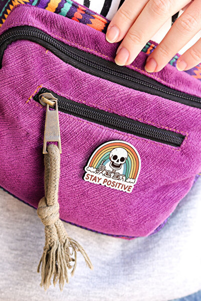 Rozzy Lab Stay Positive - İskelet - Kuru Kafa - Pozitif Kal - Pin - Rozet - B...