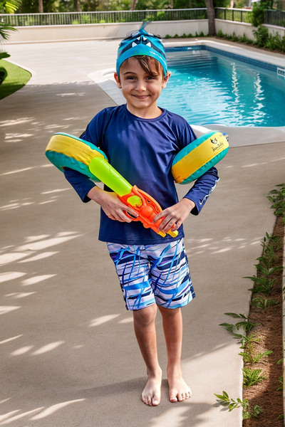 Marina Lacivert Desenli Erkek Çocuk Şort B2430