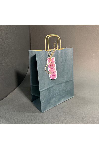 weloveis Kraft Paper Bag&Finishing Card&Jute Rope-Navy Color Kraft-Xoxo Design Card-25 Pieces