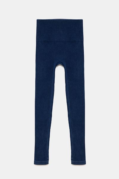 No Matter What Navy High-Waisted Ribbed Stretch Sports Leggings