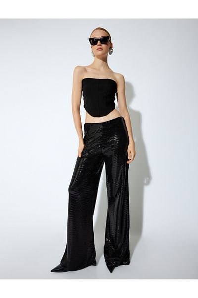 Koton X Sibil Çetinkaya - Slim Fit Asymmetrical Strapless Crop Top