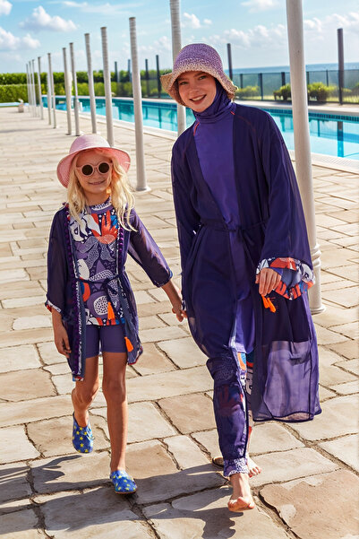 Marina Çocuk Desenli Renkli Kimono P2421