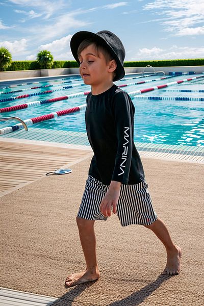 Marina Boy's Black Swim T-Shirt T2450