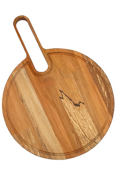 Seyese Large Size Beech Round Serving Presenter, Ideal Round Cutting Board for Serving, Natural Cutting