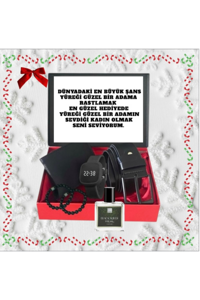 Spectrum Erkek Siyah Dijital Kol Saati- Kemer- Cüzdan-2 Adet Bileklik-parfüm Set