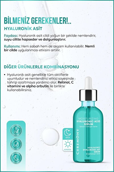 Ceremony Hyaluronik Asit Serum 30 ml | Yoğun Nem Dolgunluk Cilt Bariyer Onarıcı
