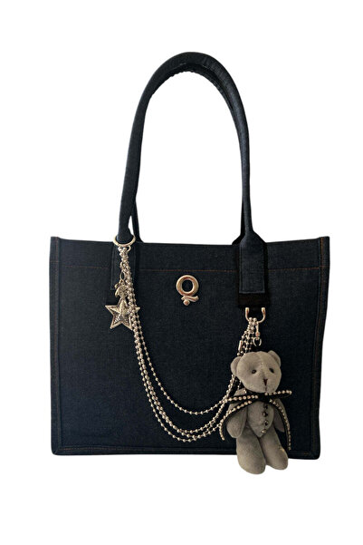 Butik Qutu Club Jeanny No.6 Lacivert Kot Denim Kanvas Aksesuar Ve Charmlı Kad...