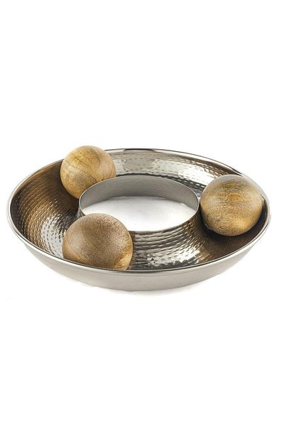 Mikasa Moor 26x7cm Silver Wooden Globe Decorative Bowl - P289.364205