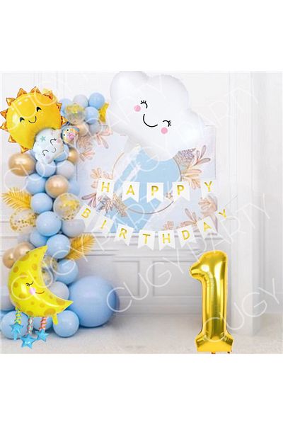 CUGY SET DE PETRECERE DE ANIVERSARE CU TEMATICA BLUE SKY SUN MOON CLOUD