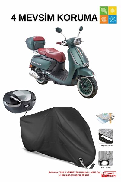 AutoEN ARORA MOJITO 50 SİYAH ARKA ÇANTA KİLİT UYUMLU SU GEÇİRMEZ BRANDA (MOTO...