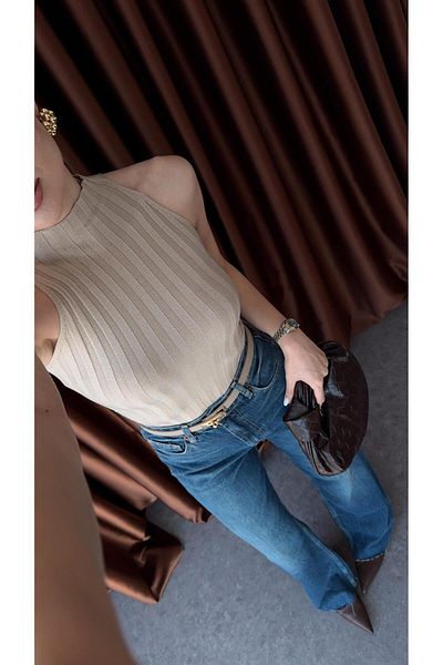HAZELANNA Cream Colored Cotton Knitwear