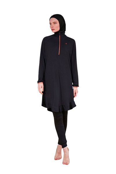 Marina Lycra Μαύρο Ολόσωμο Μαγιό Hijab M2474