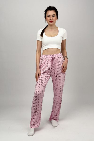 Betimoda Four Seasons Ribbon Polyviscose Women's Pajama Bottoms - Pink Heart Tracksuit
