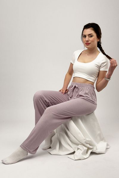 Betimoda Lilac Polka Dot - Four Seasons Polyviscose Women's Sleepwear Bottoms Tracksuit