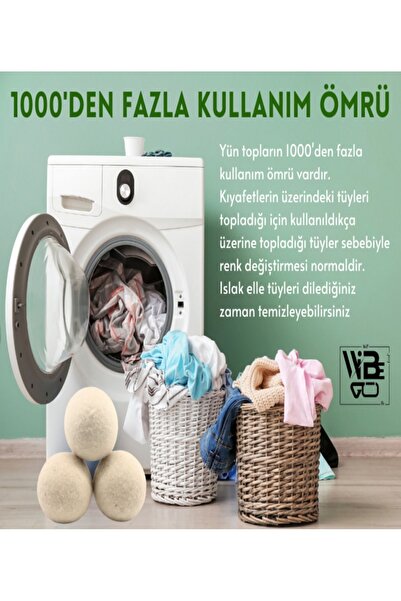 Biz Class 3’lü Yün Kurutma Topu Doğal Çamaşır Yumuşatıcı - Keçe Kurutma Makinası Topları - Yün Top