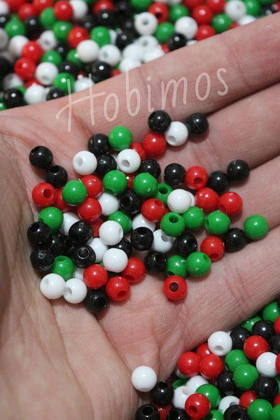 Hobimos 1000 Pieces 6mm Palestine Flag Themed Round Plastic Beads - Jewelry Making Beads